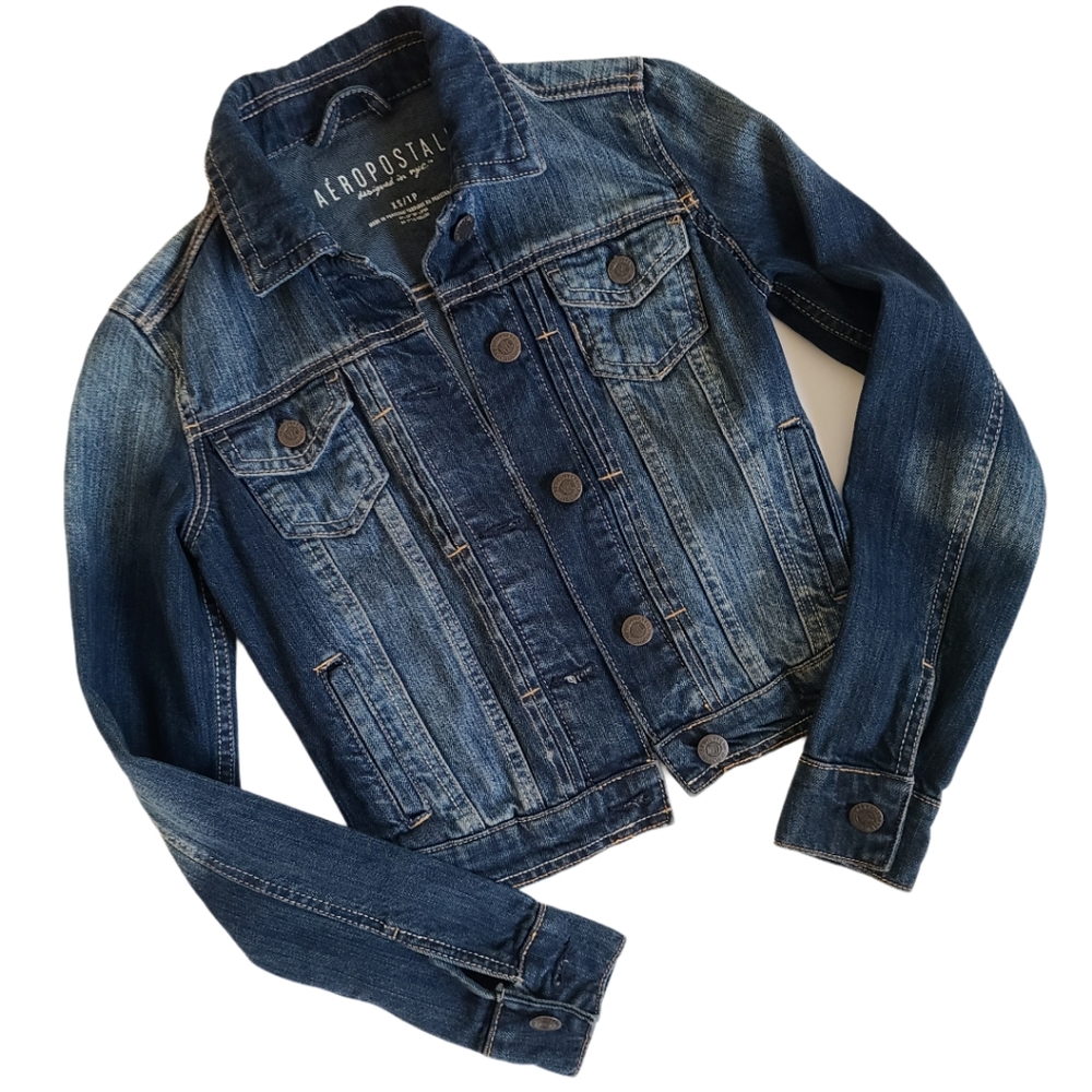 Aeropostale Cropped Blue Denim Jean Jacket XS